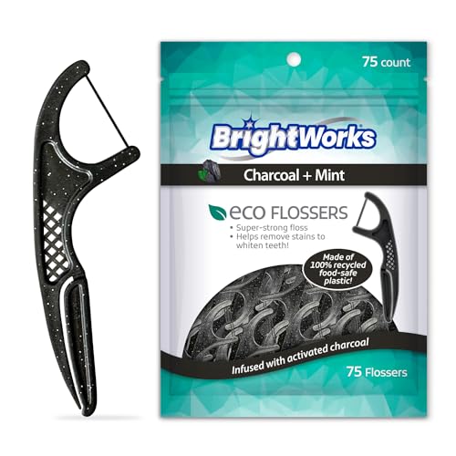 Floss Picks | 225 Count, Charcoal & Mint Infused, Eco-Friendly