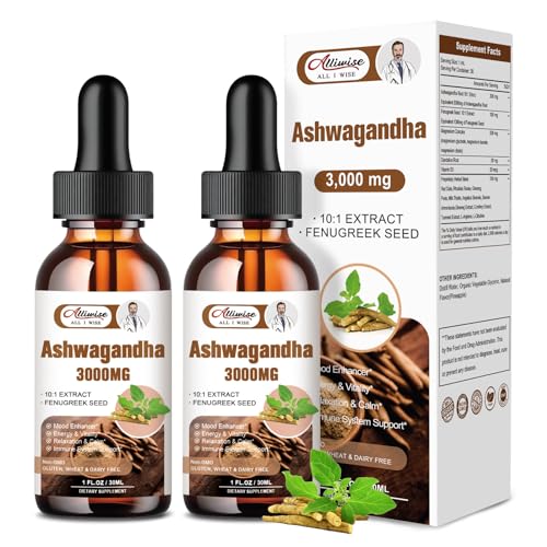 Ashwagandha Supplement | 3000mg Liquid Drops, 2 Pack, Immune Support