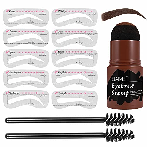 Eyebrow Stamp Stencil Kit | Waterproof, Long Lasting, 10 Styles, Dark Brown