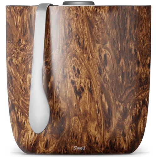 Ice Bucket | Holds 68 oz, Teakwood, Triple Layered Vacuum Insulated