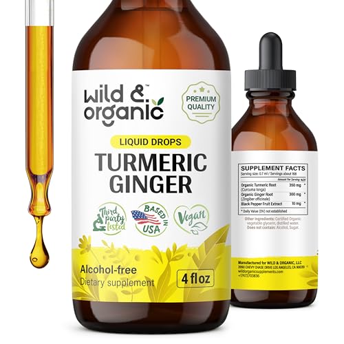 Turmeric Liquid Supplement | Ginger & Black Pepper, Organic, 4 fl oz