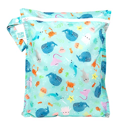 Wet Bag | Waterproof, Reusable, Ocean Life Blue, Ideal for Baby & Travel