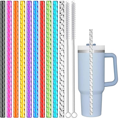 Drinking Straws | 10 Pack, 12 in Long, Reusable Clear Plastic