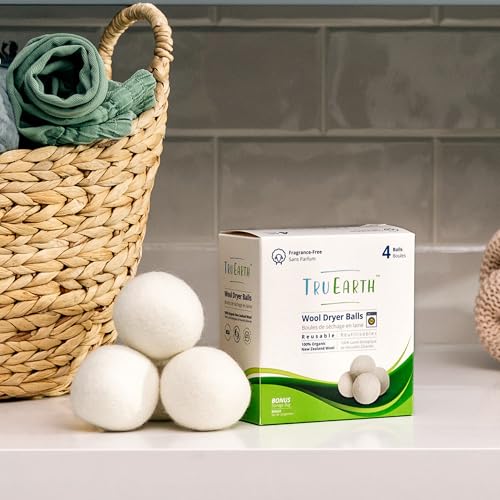 Wool Dryer Balls | Set of 4 XL, 100% Natural, Reusable, Anti-Static