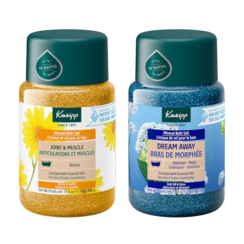 Bath Salt Set | Joint & Muscle with Arnica, Dream Away with Valerian & Hops, 17.6 oz Each