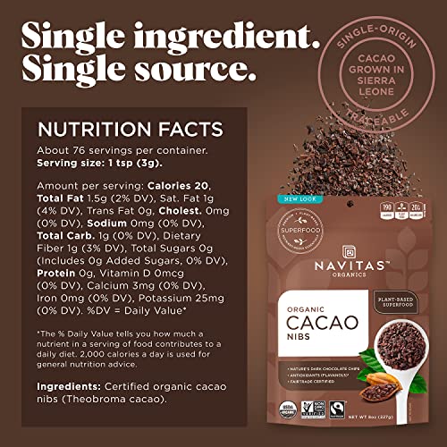 Cacao Nibs | 8 oz. Bag, Organic, Non-GMO, Gluten-Free