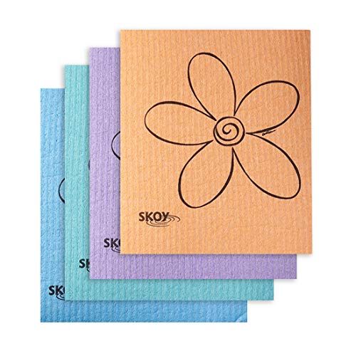 Skoy Cloth | 4-Pack, Reusable Swedish Dishcloths, Assorted Colors