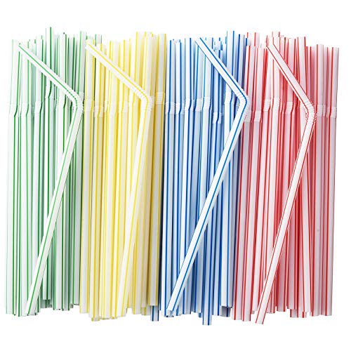 Drinking Straws | 500 Pack, Flexible, 7.75" Length.