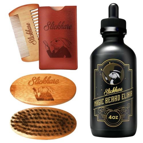 Beard Grooming Set | 100% Natural, Includes Brush, Oil (4oz), Comb