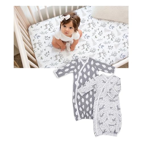 Baby Gift Set | 2 Kimono Gowns, 1 Crib Sheet, Organic Cotton