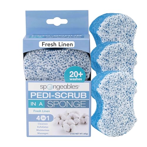 Foot Buffer Sponge | Exfoliating, Tea Tree Oil, Fresh Linen Scent, 2 oz, Pack of 3