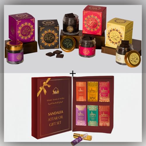 Bakhoor Set | 6 Arabic Sandalwood Oils, 4 Jars of Oudh Incense