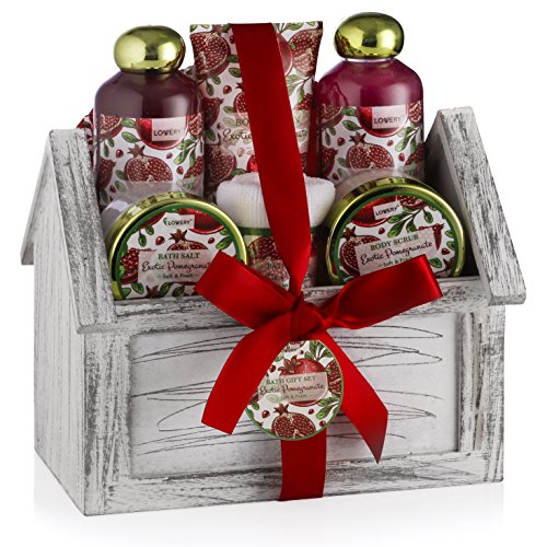 Bath & Body Set | 8pc Gift Basket, Exotic Pomegranate Scent