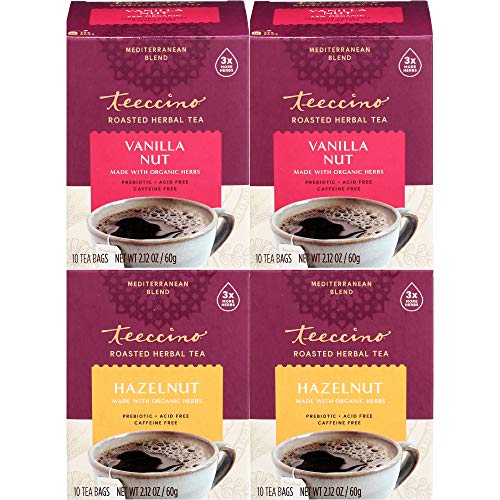 Herbal Tea Variety Pack | Hazelnut & Vanilla, Caffeine Free, 10 Tea Bags (Pack of 4)