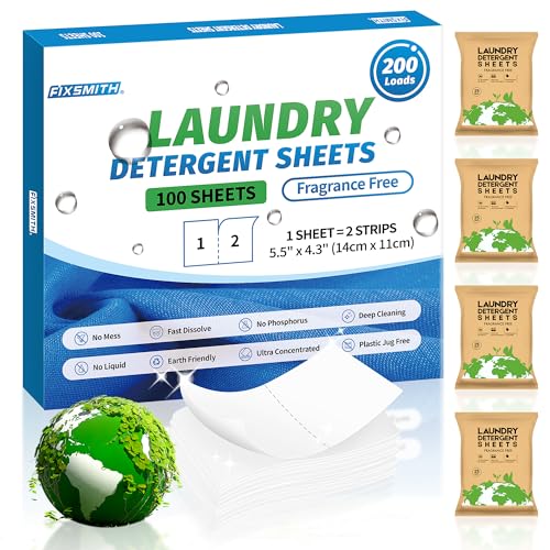 Laundry Detergent Sheets | Fragrance Free, 200 Loads (100 Sheets), Eco-Friendly