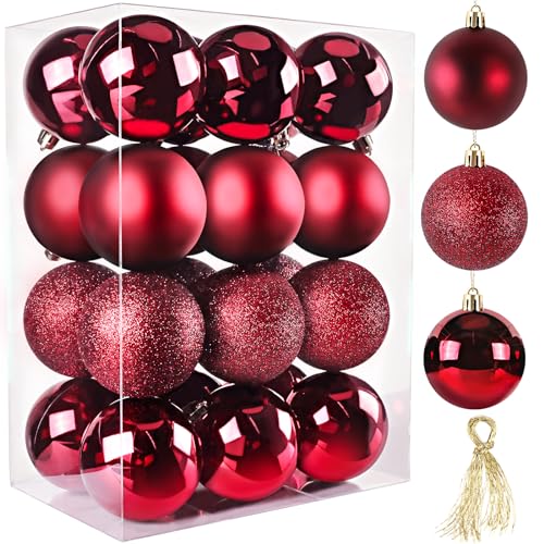 Christmas Ball Ornaments | 24 Pack, 2.5-Inch, Red Decor for Tree and Wreath