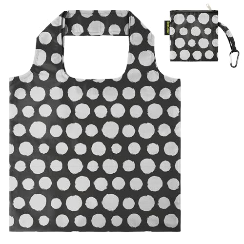 Reusable Grocery Bag | Polka Dots, Foldable, Heavy Duty, Machine Washable, 50 lbs Capacity