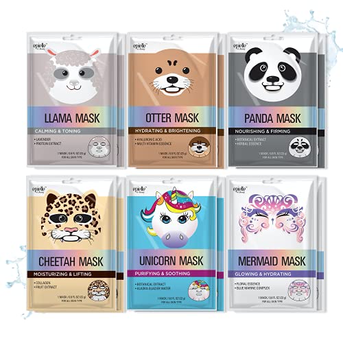 Character Sheet Masks | 12-Pack, Animal Spa Masks, Ideal for Parties and Gifts