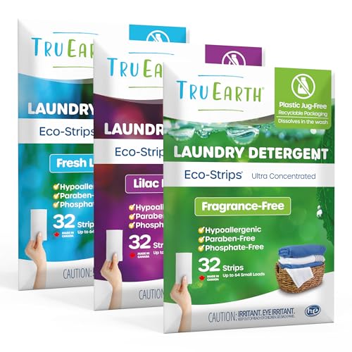 Tru Earth Laundry Detergent Sheets Bundle - Up to 192 Loads (96 Sheets) - Original Eco-Strip Liquidless Laundry Detergent, Travel Laundry Sheets - Scent Variety Pack