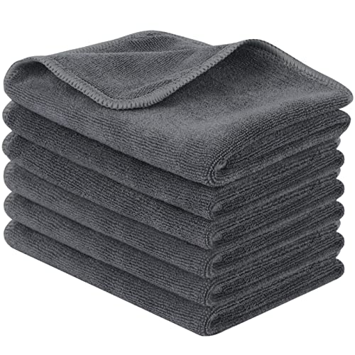 Microfiber Cleaning Cloth | Ultra Absorbent, Lint-Free, 12x12 Inch, Slate Grey - 6 Pack