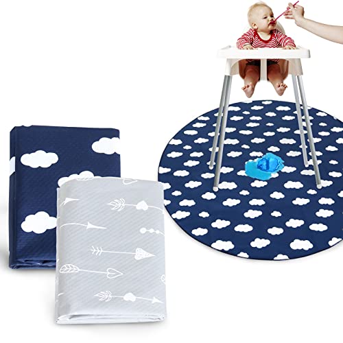 Splat Mat | 2 Pack, Waterproof, Anti-Slip, Round for High Chair & Crafts