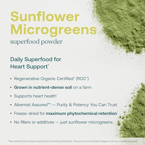 True Grace Sunflower Microgreens - 0.4 oz - Daily Superfood Powder - Gluten & Soy Free, Vegan, Regenerative Organic Certified - 30 Servings