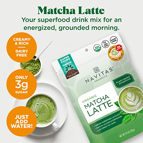 Matcha Latte | 11.1oz Value Size Bag, 35 Servings, Organic, Non-GMO, Dairy-Free