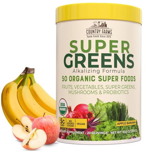 Superfood Drink Mix | Apple Banana Flavor, 50 Organic Ingredients, 20 Servings, 10.6 oz