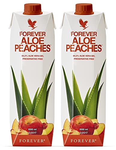 Aloe Vera Drink | Peach Flavor, 33.8 fl oz, Vegan & Gluten-Free, 2 Pack