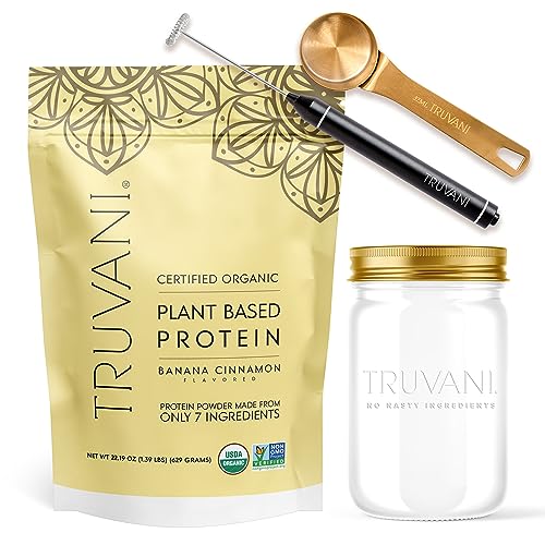 Protein Powder | Vegan, Banana Cinnamon Flavor, 20g Protein, Includes Jar & Frother