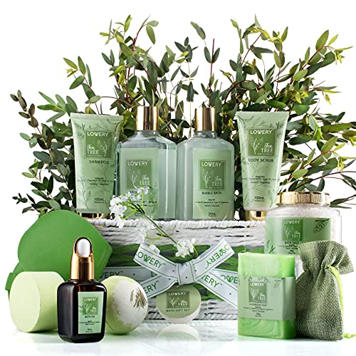 Bath and Body Set | 15 Piece Relaxation Gift Basket, Calming Mint Fragrance