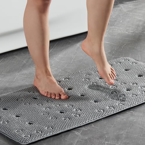 Bath Mat | Non-Slip, Extra Large 17x36 Inch, Drain Holes, Suction Cups