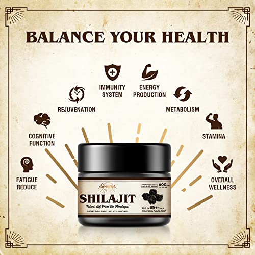 Shilajit Pure Himalayan Organic Shilajit Resin - 600mg Maximum Potency Natural Organic Shilajit Resin with 85+ Trace Minerals & Fulvic acid for Energy, Immune Support, 30 Grams (1 Pack)