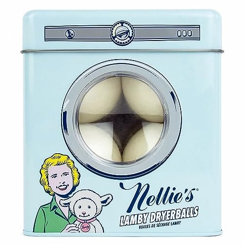 Nellie's Lamby Dryerballs, 4-Pack - Reusable Fabric Softener for 500+ Loads - 100% Pure New Zealand Wool, Hypoallergenic, Silent in Your Dryer, Reduces Cloth Wrinkles, and Saves on Drying Time