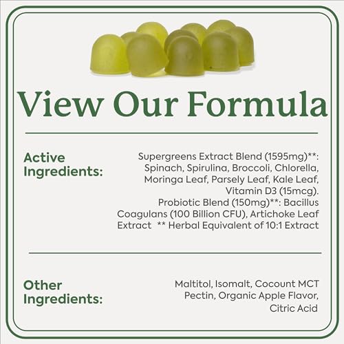 Vitamins & Supplements | Super Greens Gummies, Probiotics, 60 Count, Green Apple Flavor