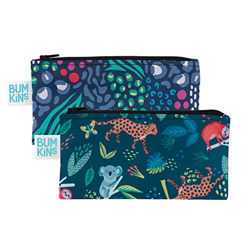 Reusable Snack Bags | Washable Fabric, Waterproof, 2-Pack Jungle & Animal