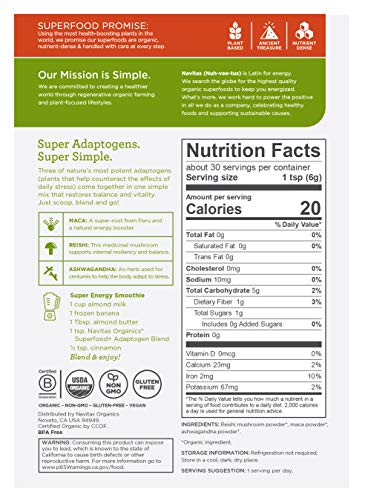 Superfood Blend | Adaptogen for Stress Support, 6.3oz, Organic, Non-GMO, Vegan