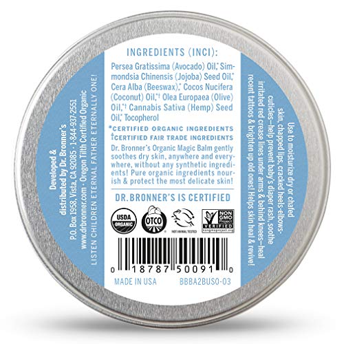 Baby Balm | Unscented, 2 oz, 2-Pack, Organic Beeswax & Hemp Oil