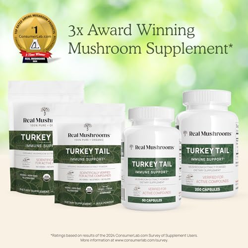 Mushroom Supplement | Organic Turkey Tail Extract, 90 Capsules