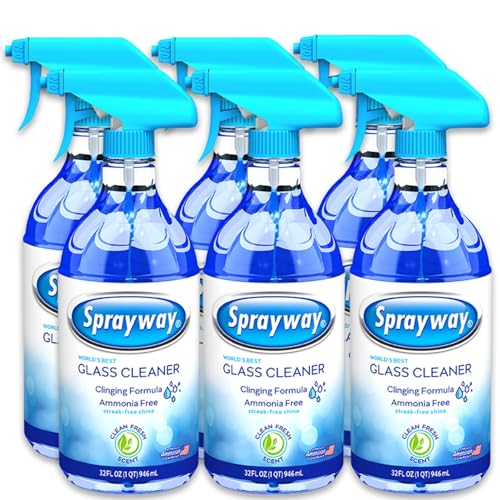 Glass Cleaner | Ammonia-Free, Streakless, 32 oz, Pack of 6