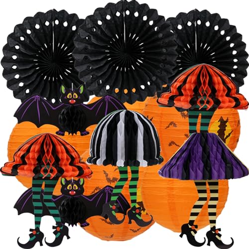 Hanging Decorations | 12 Pcs, 3D Fold-Up Lanterns, Halloween Theme