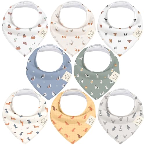 Baby Bibs | 8-Pack, Organic Cotton, Super Absorbent