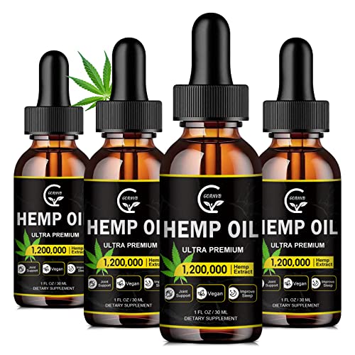 Hemp Oil | High Potency, Maximum Strength, Immune Support, Organic, Vegan - 4 Pack