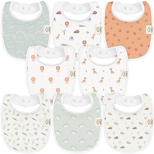 Baby Bibs | 8-Pack, Soft Cotton, Drooling and Teething