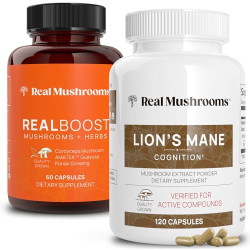 Mushroom Supplement Capsules | Energy, Vitality & Cognition, 60ct & 120ct Bundle