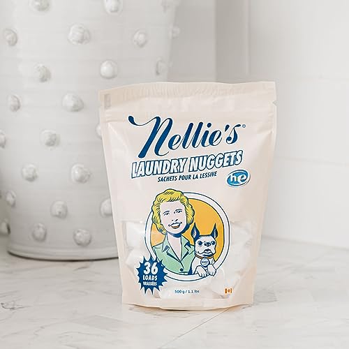 Nellie's Laundry Nuggets - Concentrated Detergent Pods - Vegan, Plant-Based, Biodegradable Formula - Effective & Gentle Cleaning - Eco-Friendly Power for Fresh Clothes (36 Loads)