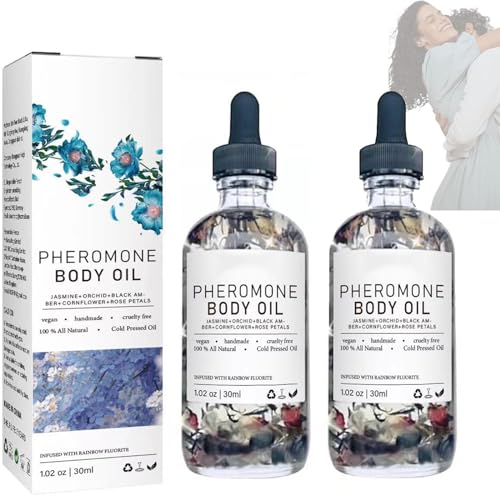 Pheromone Body Oil | Jasmine, Orchid, Black Amber, Rose Petals, 2 Pack