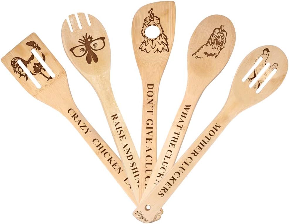 Cooking Spoons | 5-Piece Set, Organic Bamboo, Non-Stick