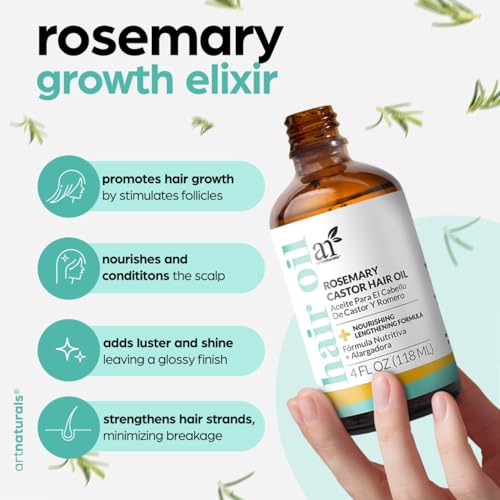 Hair Oil | Organic Rosemary & Castor, 4 oz, with Coconut & Olive Oil