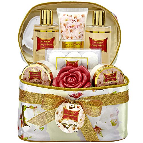 Bath and Body Gift Set | 14 Piece, Honey Almond, Includes Bath Bombs and Lotions